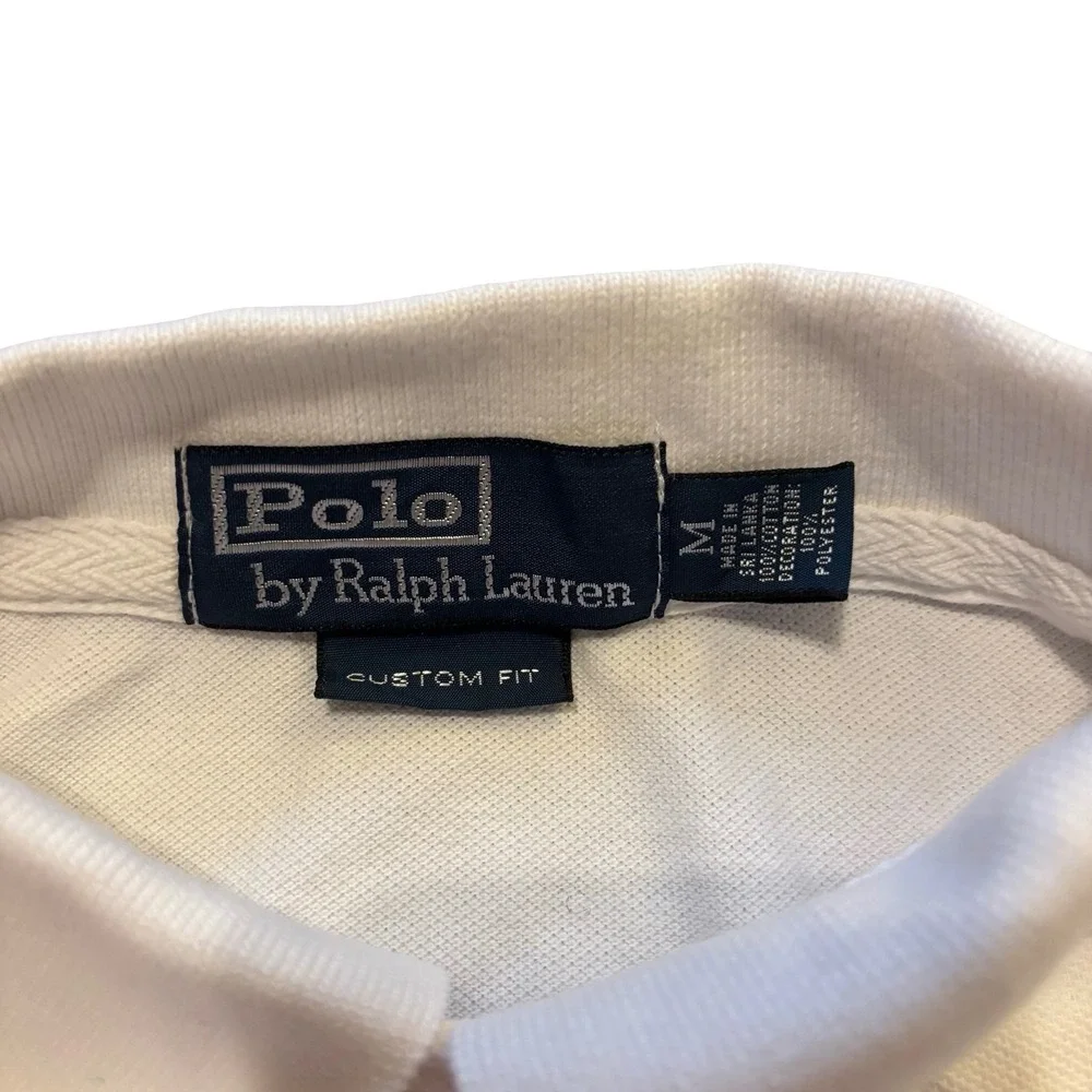 Polo Ralph Lauren Mens White Big Pony LXVII Custom Fit Polo Shirt Size M 3 Patch